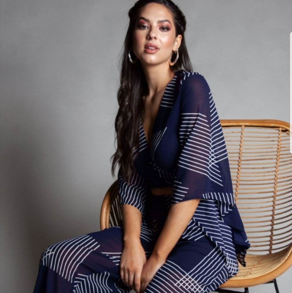 Restocked- Flowy wrap around top & palazzo set